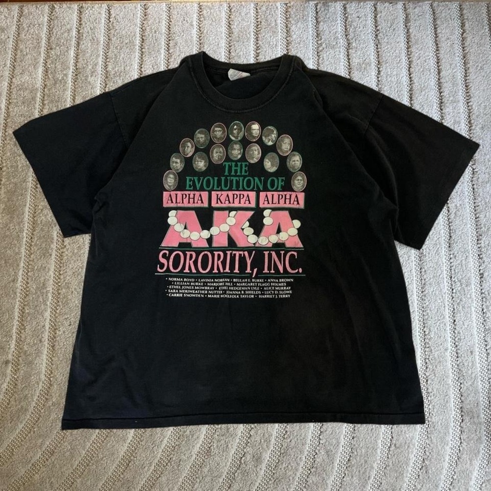 VTG 90s The Evolution of Alpha Kappa Alpha Sorority black t-shirt size XXL